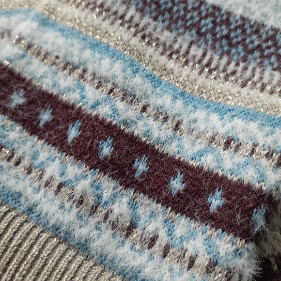 Ann Taylor Sparkle Fair Isle Funnel Neck Sweater Blue Size XS - Picture 8 of 12